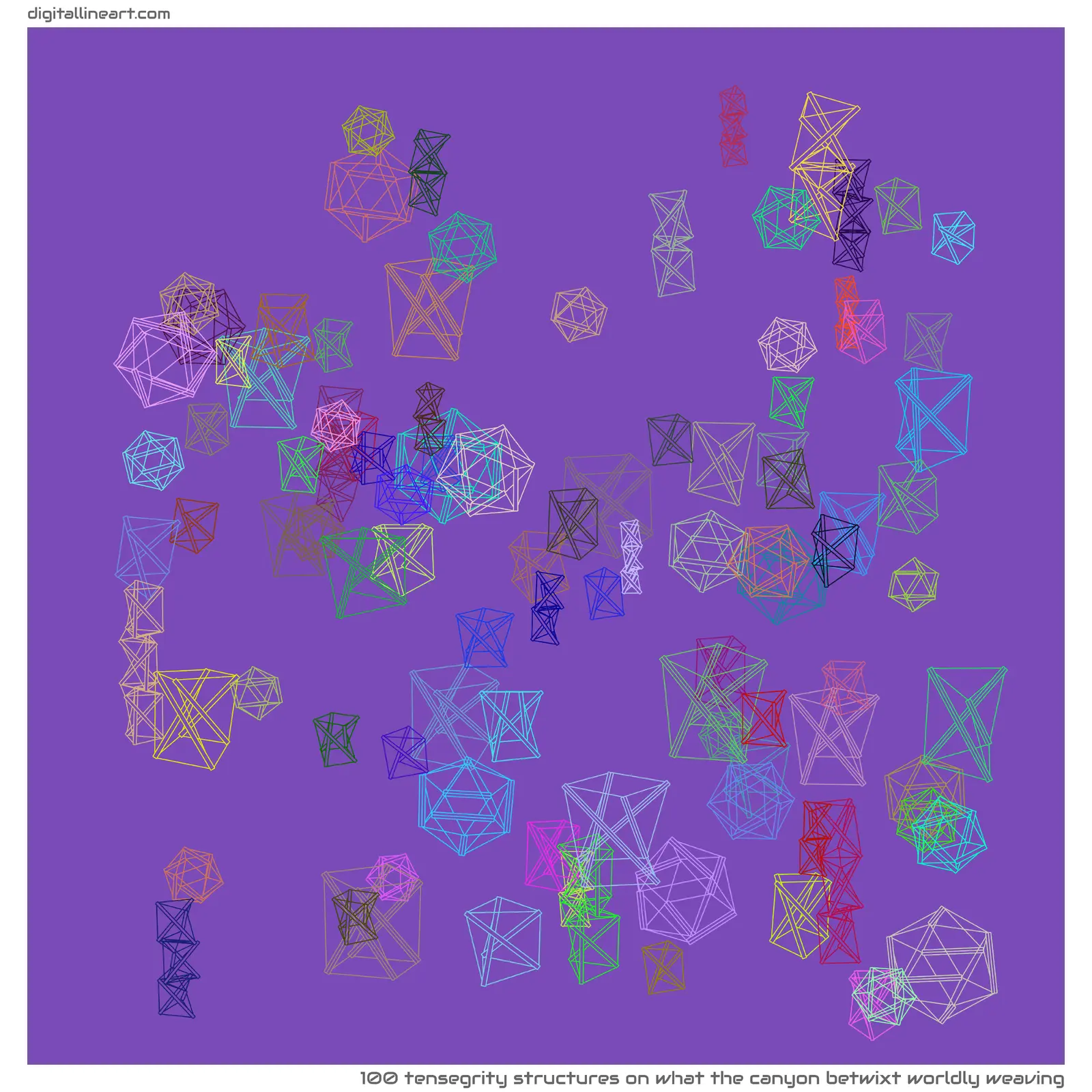 What the Canyon betwixt Worldly Weaving — 100 tensegrity structures