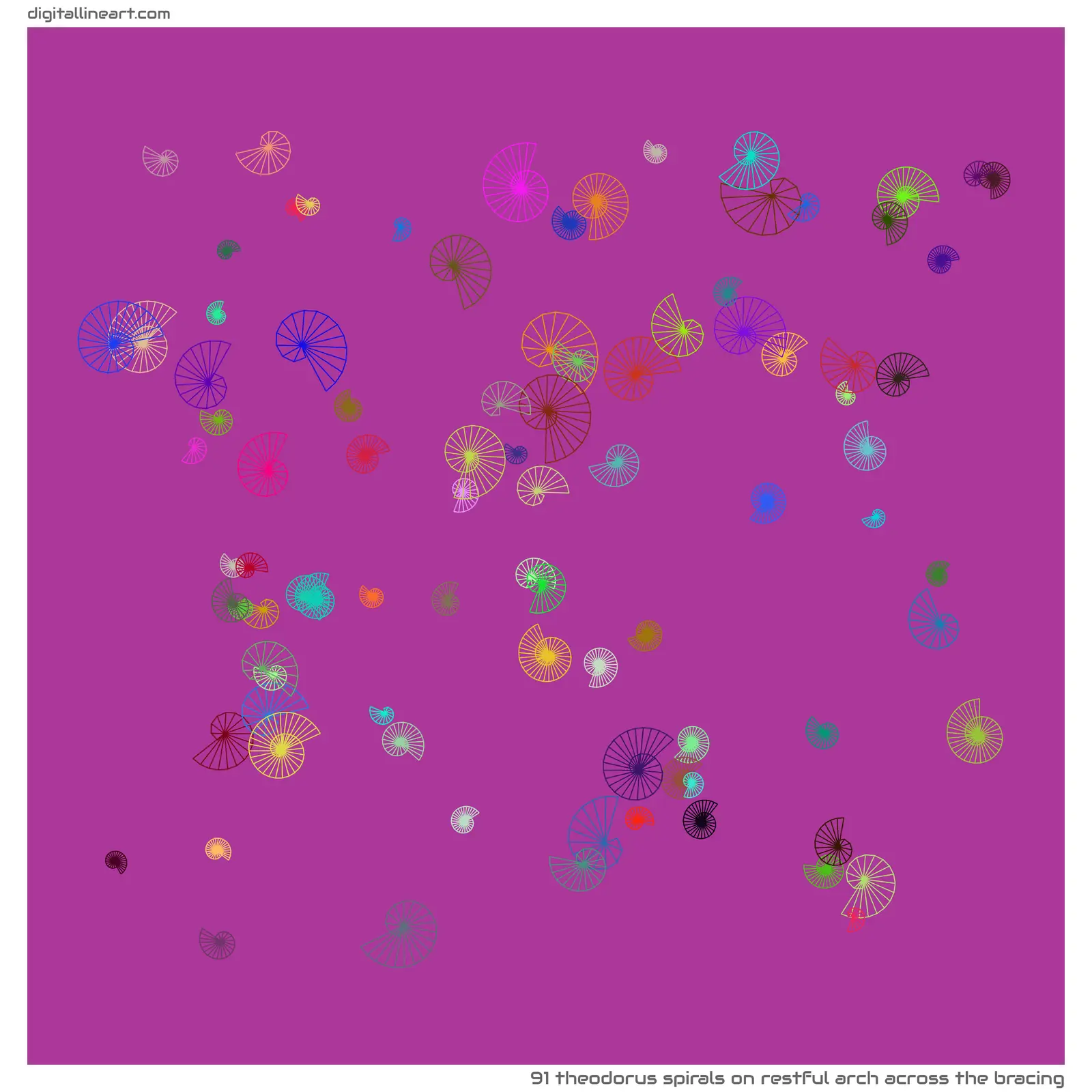 Restful Arch across the Bracing — 91 Theodorus spirals
