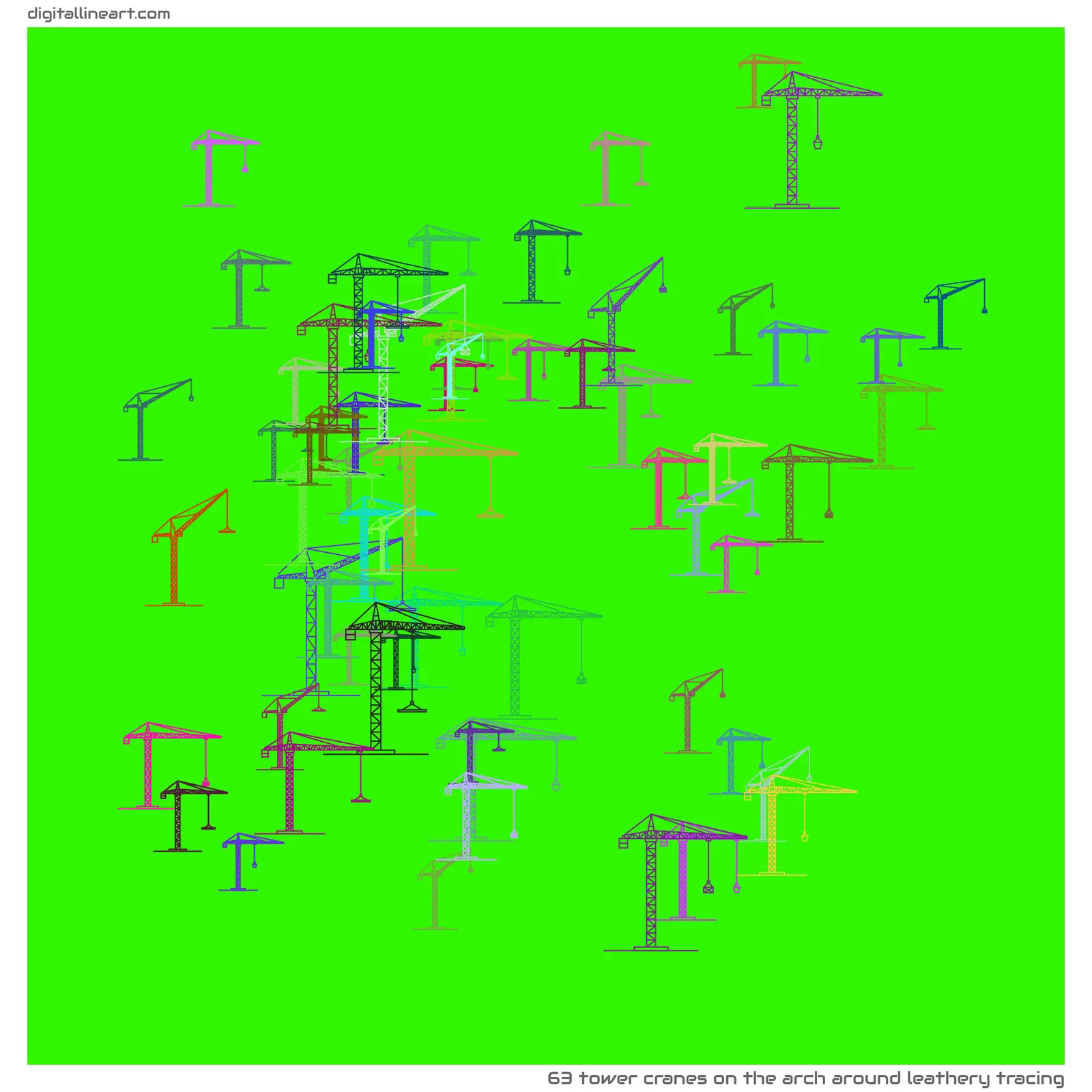 The Arch Around Leathery Tracing — 63 tower cranes