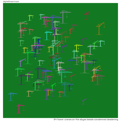 The Abyss beside Condemned Deadening — 94 tower cranes