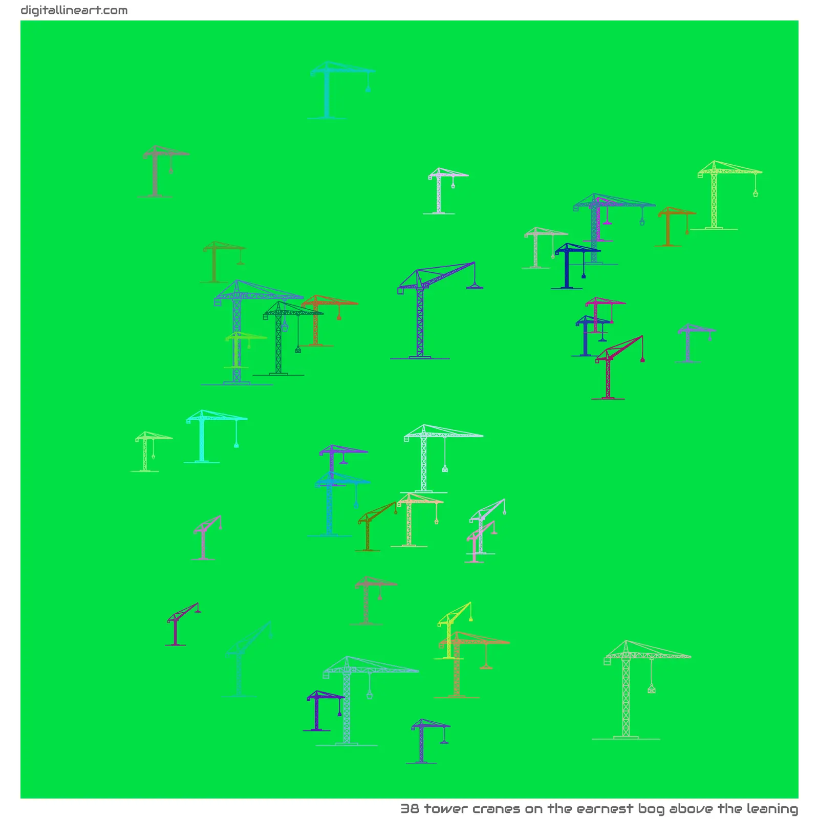 The Earnest Bog above the Leaning — 38 tower cranes