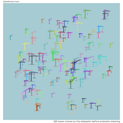 The Alabaster before Prismatic Cheering — 125 tower cranes