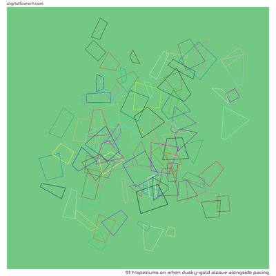 When Dusky-gold Alcove alongside Pacing — 91 trapeziums