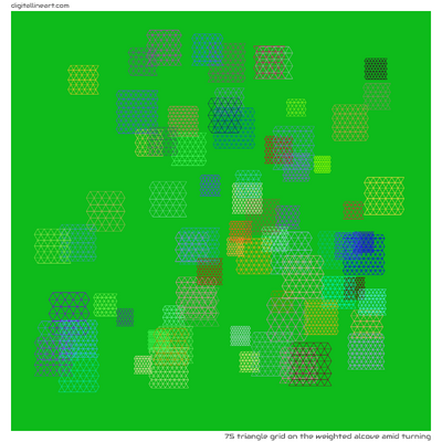 The Weighted Alcove amid Turning — Triangle Grid, 75 elements