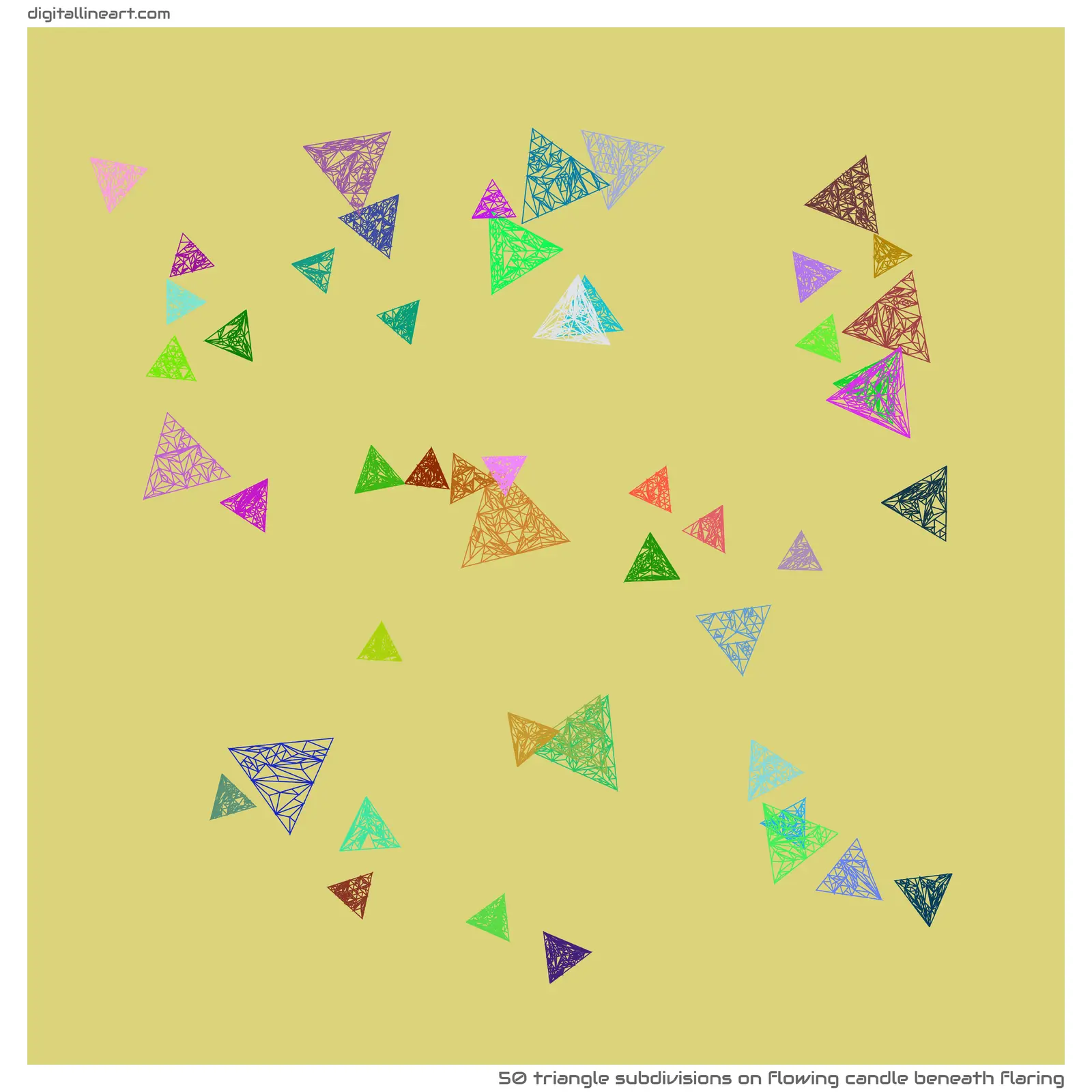 Flowing Candle beneath Flaring — 50 triangle subdivisions