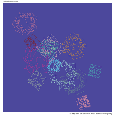 Cordial Atoll across Weighing — TSP Art, 12 elements