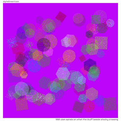 What the Bluff beside Stocky Crossing — 100 ulam spirals
