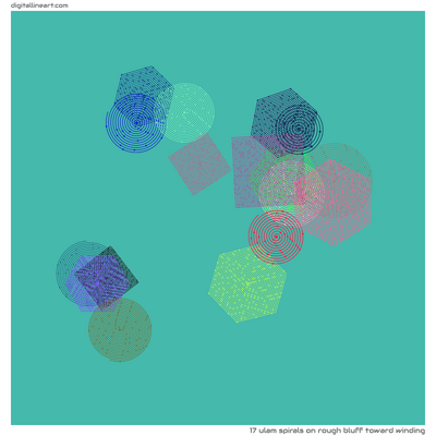 Rough Bluff toward Winding — 17 ulam spirals