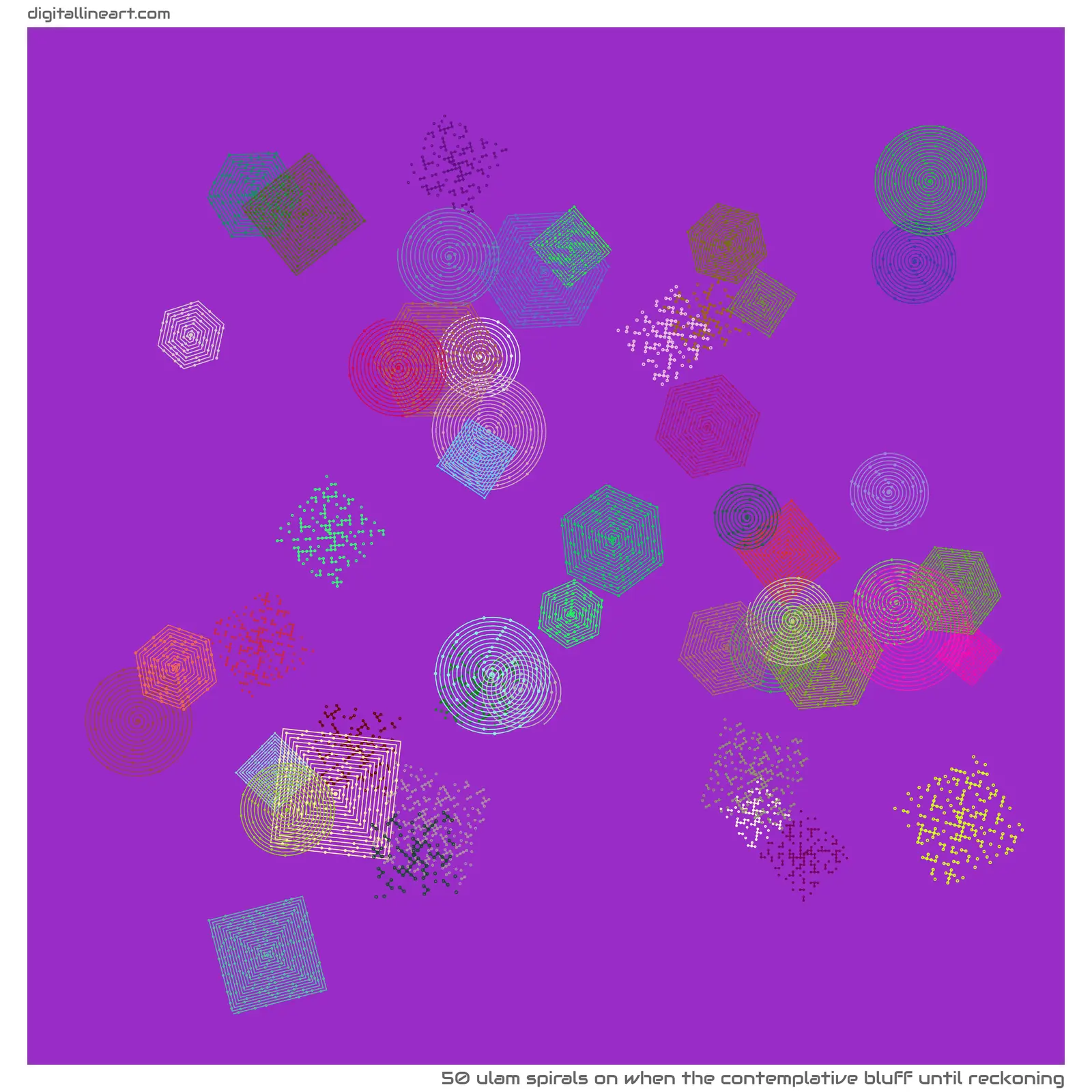 When the Contemplative Bluff until Reckoning — 50 ulam spirals