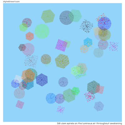 The Luminous Air throughout Awakening — 50 ulam spirals