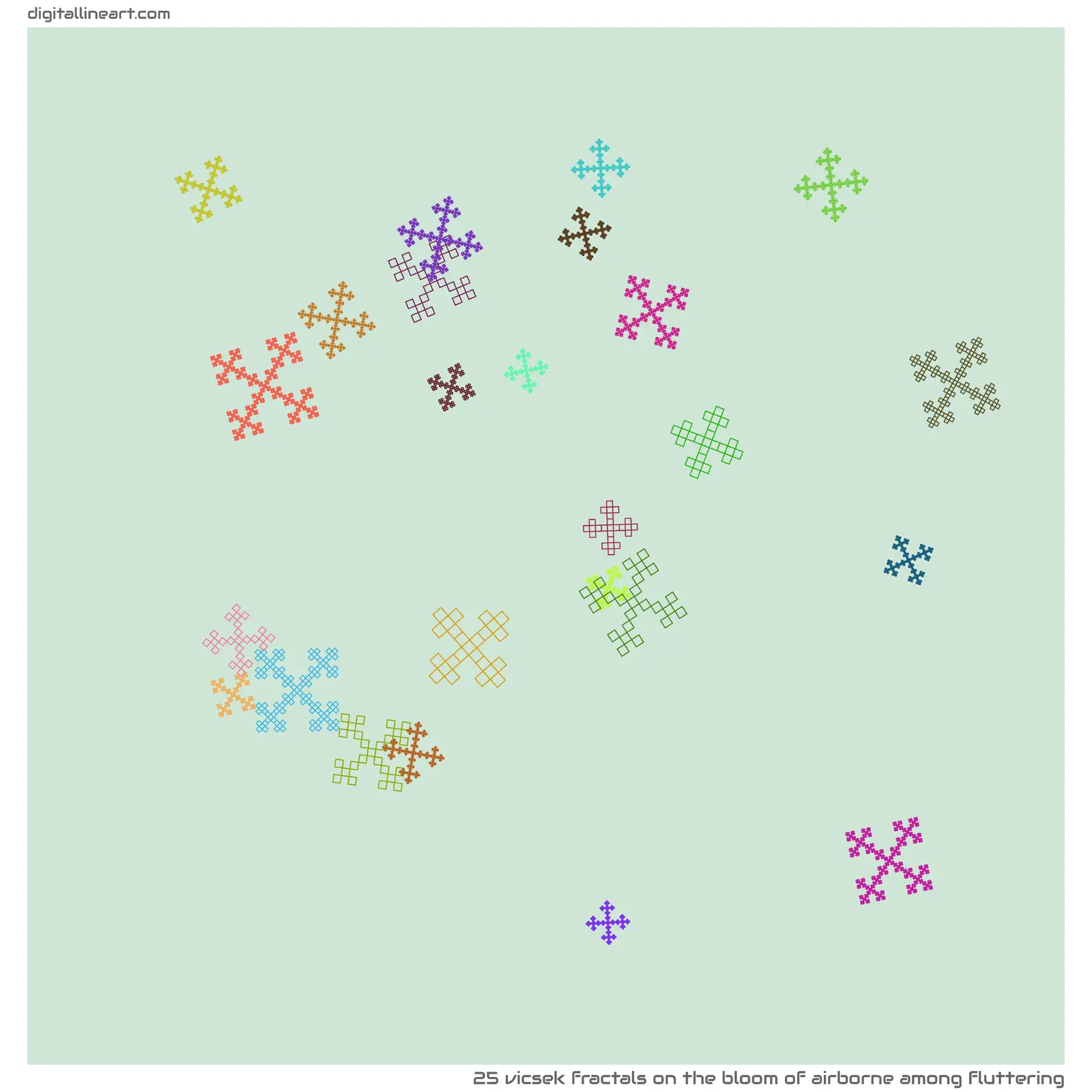 The Bloom of Airborne among Fluttering — 25 Vicsek fractals