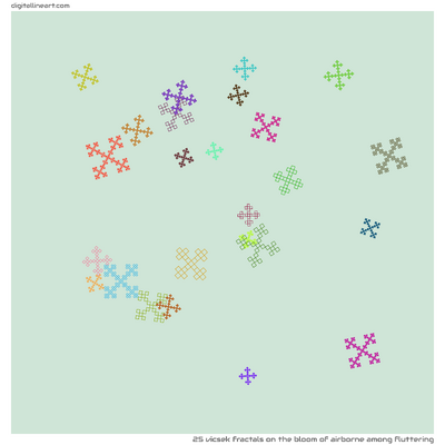 The Bloom of Airborne among Fluttering — 25 Vicsek fractals