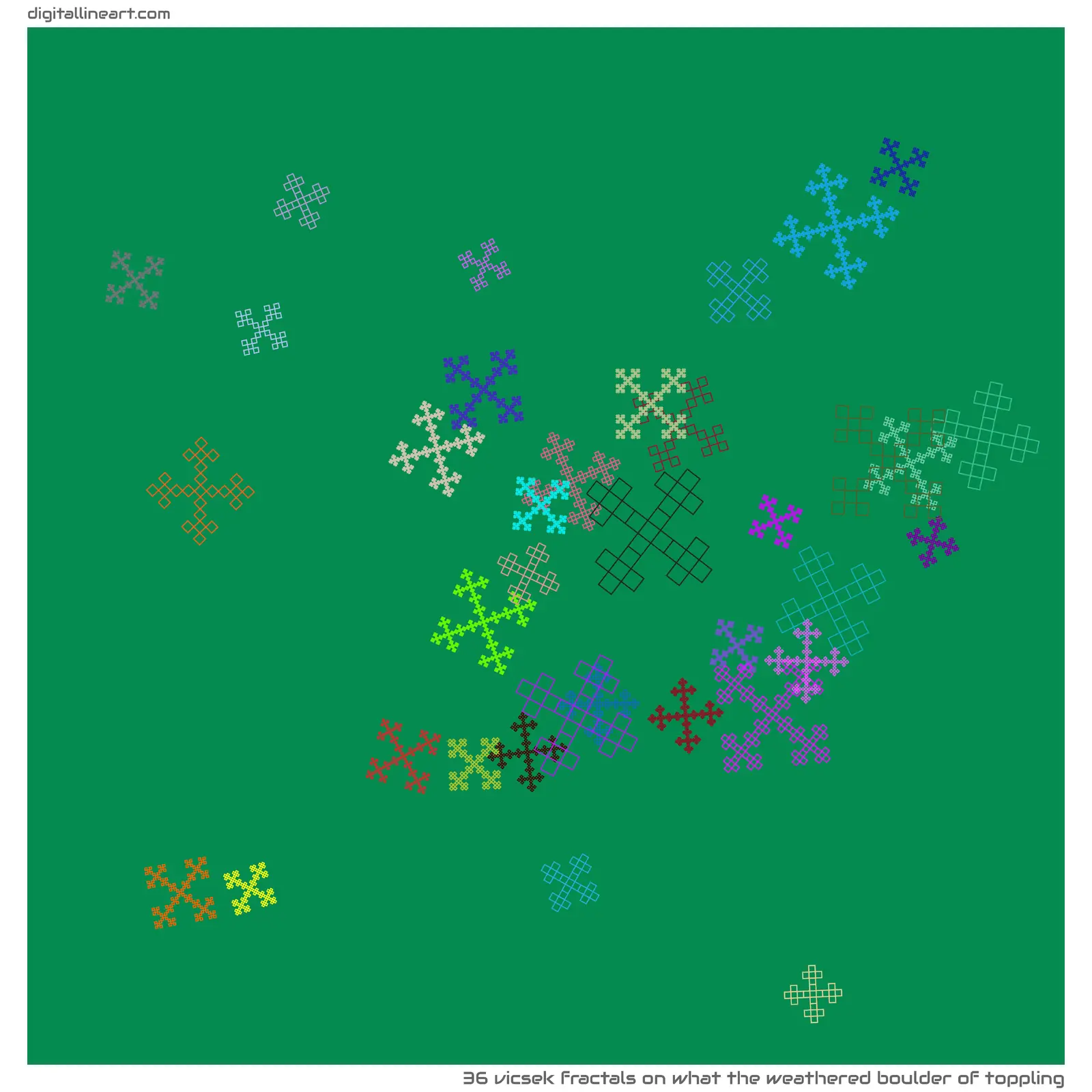What the Weathered Boulder of Toppling — 36 Vicsek fractals