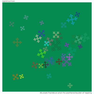 What the Weathered Boulder of Toppling — 36 Vicsek fractals