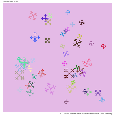 Diamantine Bloom until Waking — 47 Vicsek fractals