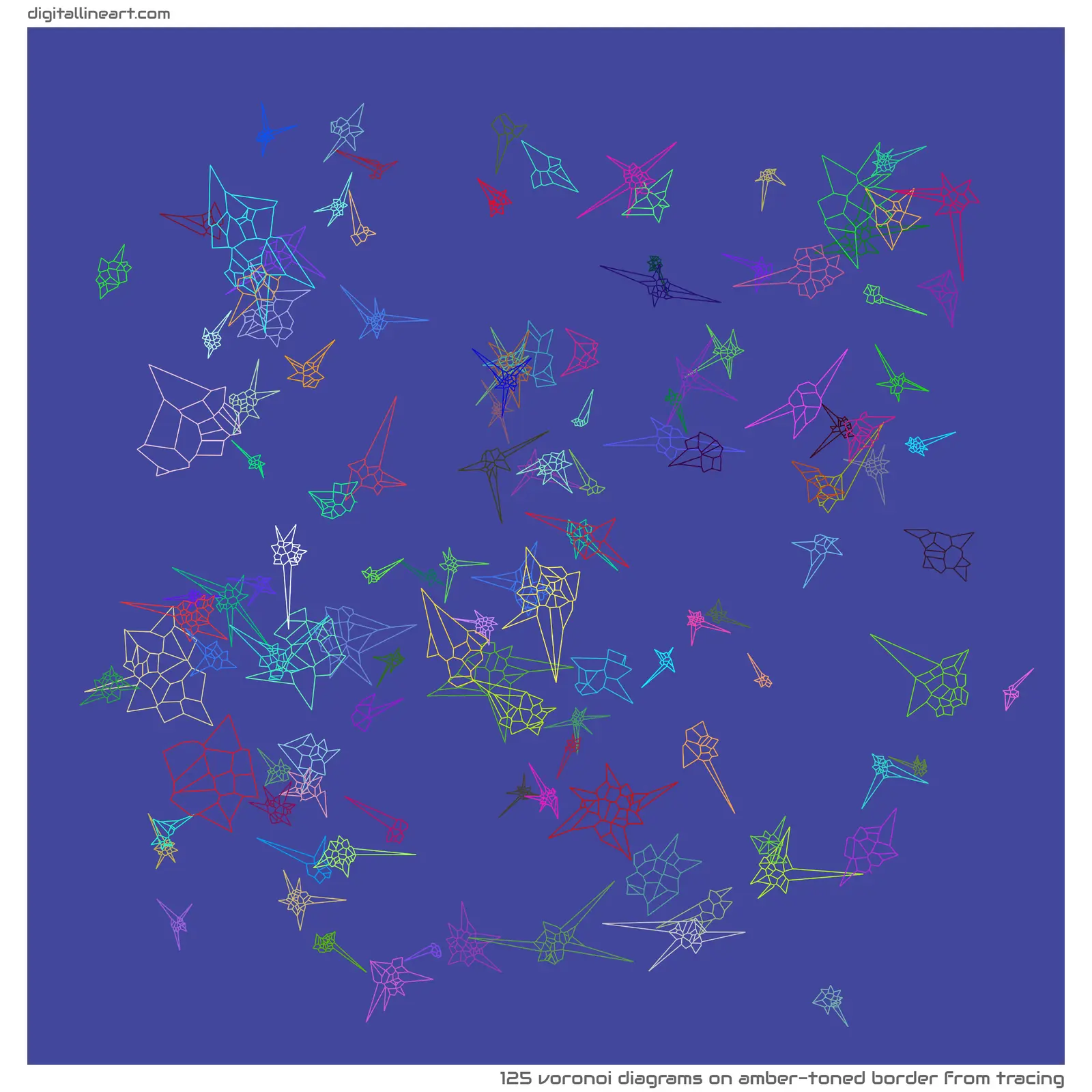 Amber-toned Border from Tracing — 125 Voronoi diagrams