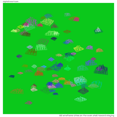 The Even Atoll toward Staying — 82 wireframe cities