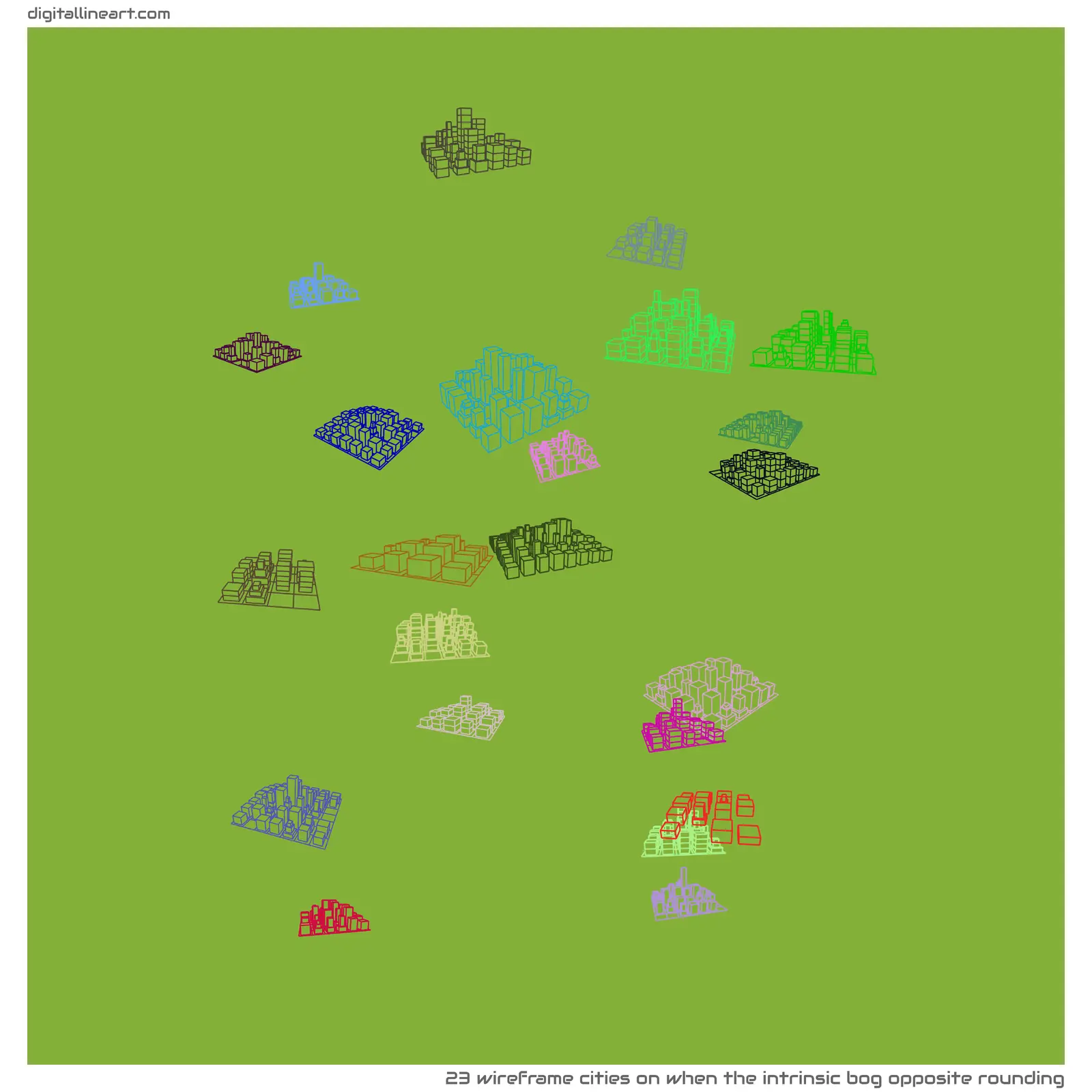 When the Intrinsic Bog opposite Rounding — 23 wireframe cities