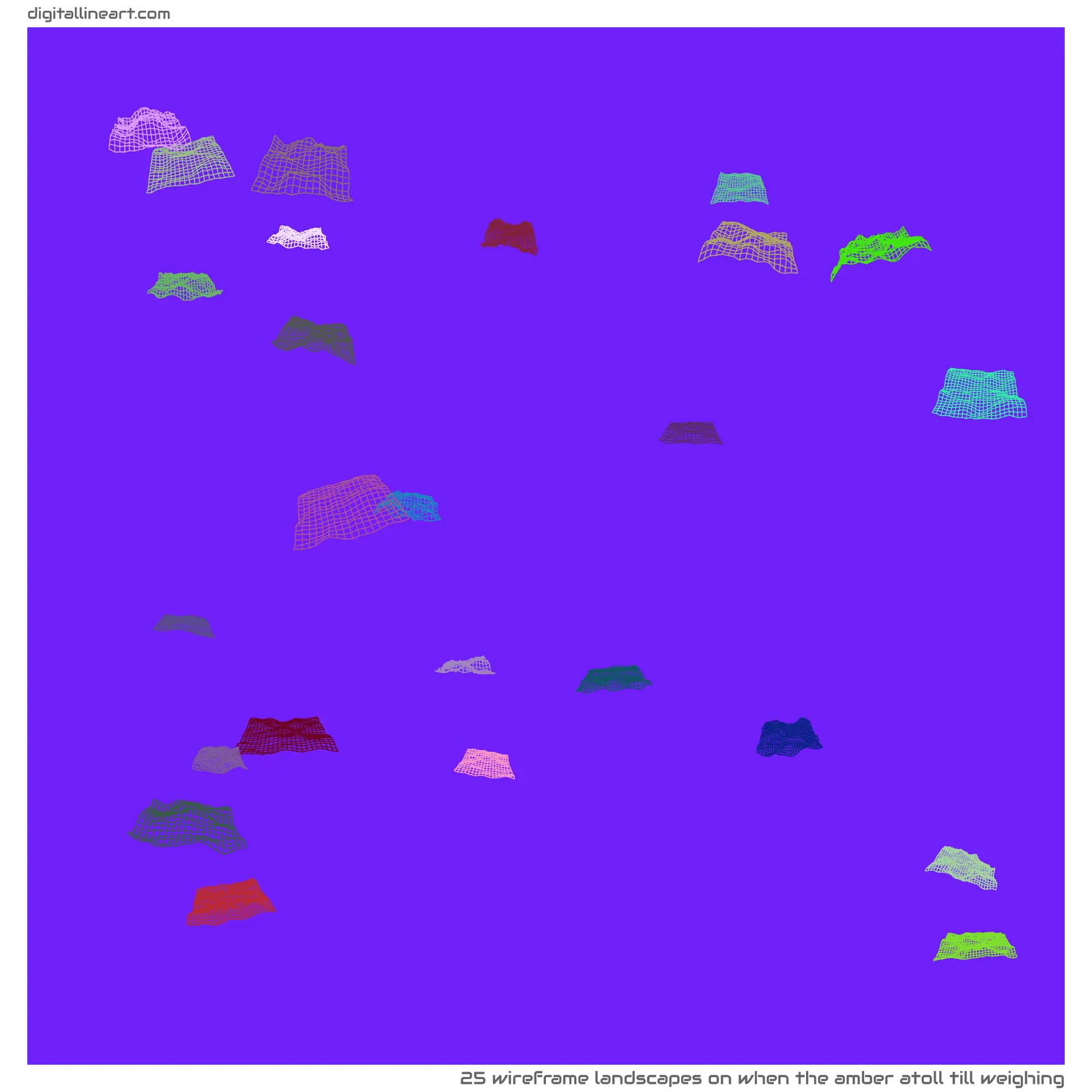 When the Amber Atoll till Weighing — 25 wireframe landscapes