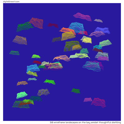 The Bay amidst Thoughtful Distilling — 50 wireframe landscapes