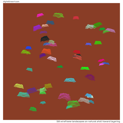 Natural Atoll toward Layering — 50 wireframe landscapes