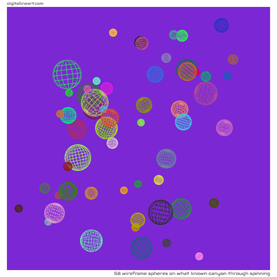 What Known Canyon through Spinning — 58 wireframe spheres