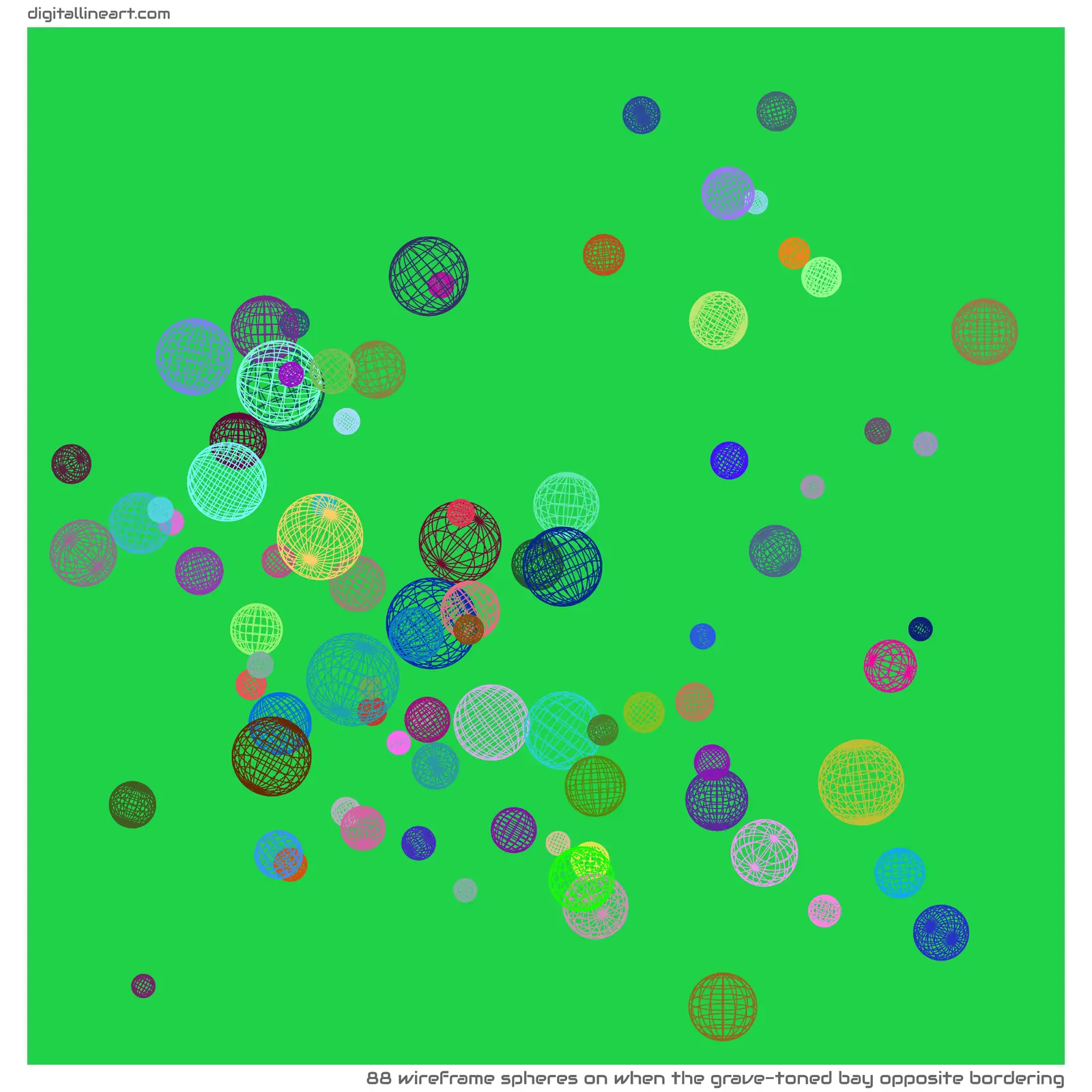 When the Grave-toned Bay opposite Bordering — 88 wireframe spheres