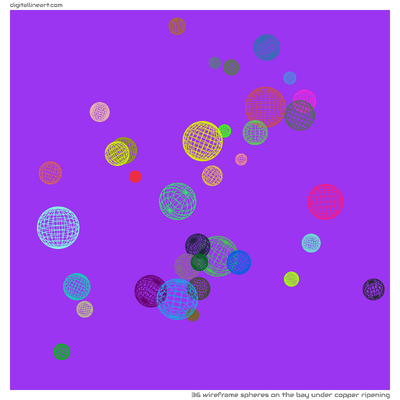 The Bay under Copper Ripening — 36 wireframe spheres