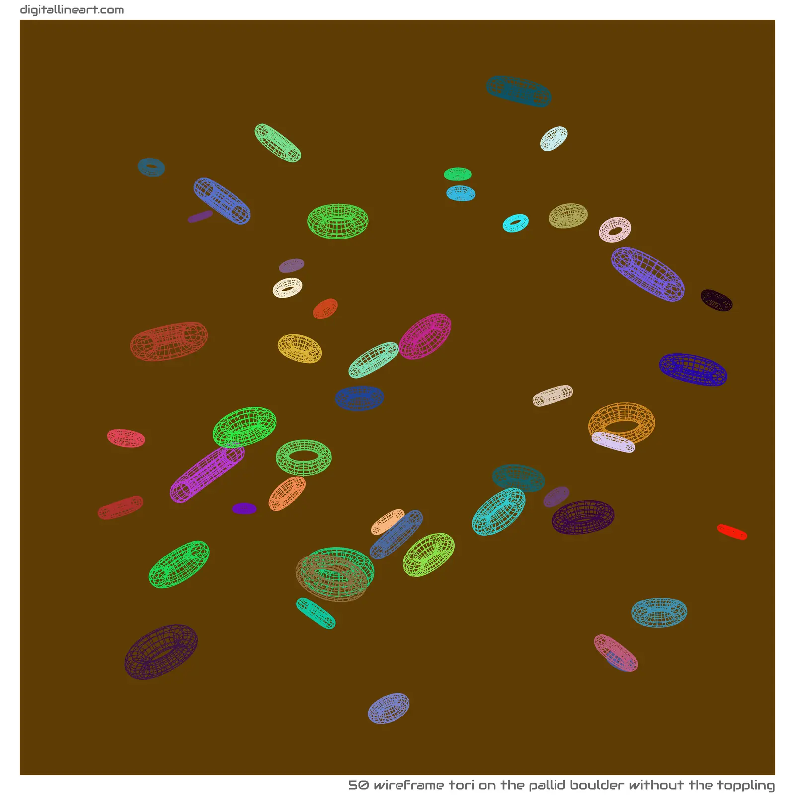 The Pallid Boulder without the Toppling — Wireframe Tori, 50 elements