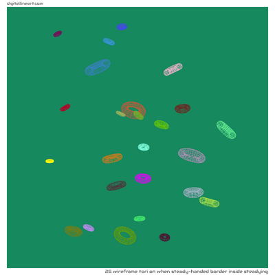 When Steady-handed Border Inside Steadying — Wireframe Tori, 25 elements