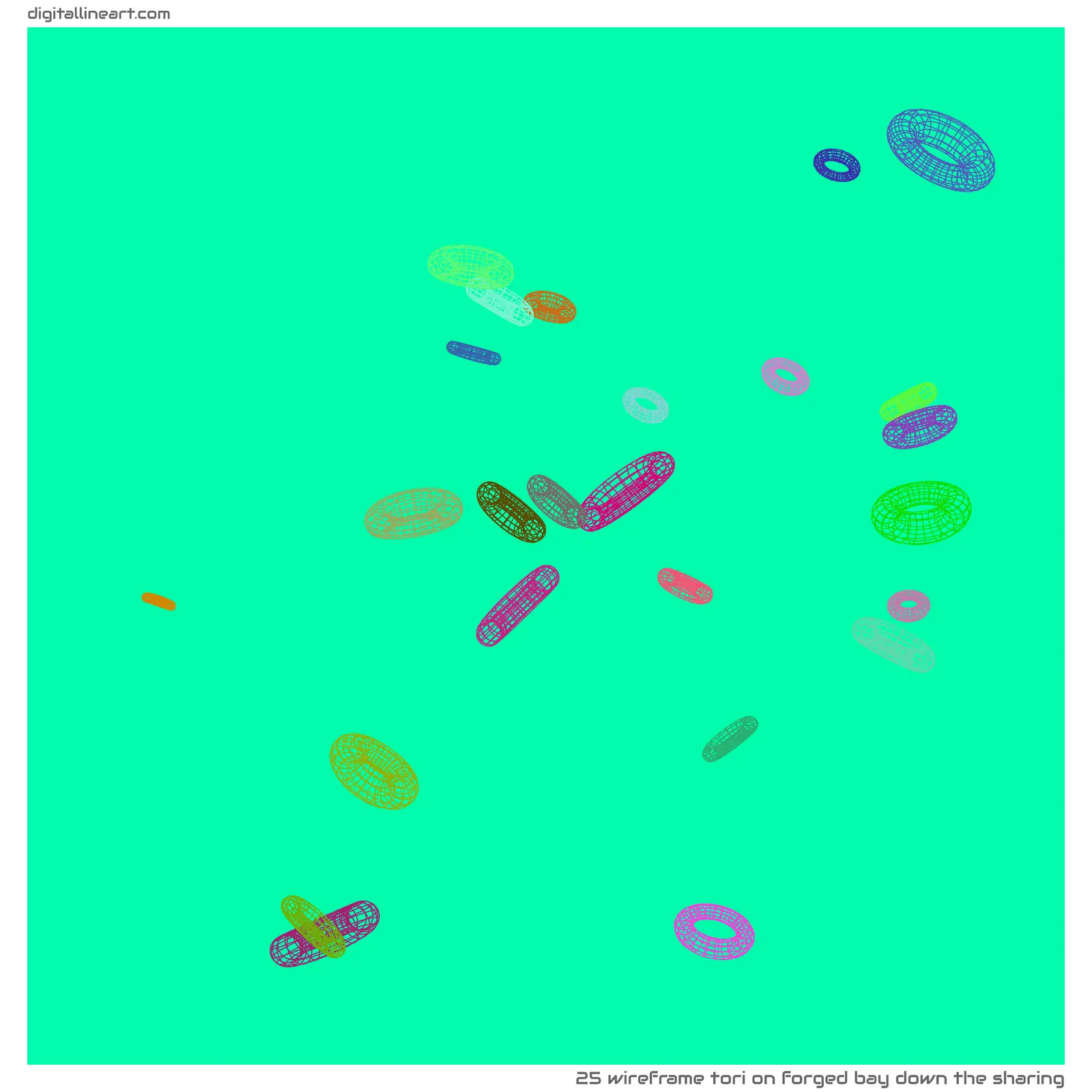 Forged Bay down the Sharing — Wireframe Tori, 25 elements