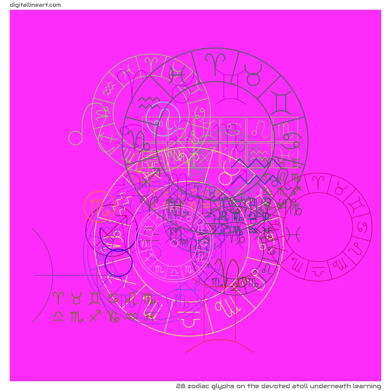 The Devoted Atoll underneath Learning — 28 zodiac glyphs