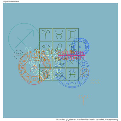 The Familiar Basin betwixt the Spinning — 14 zodiac glyphs