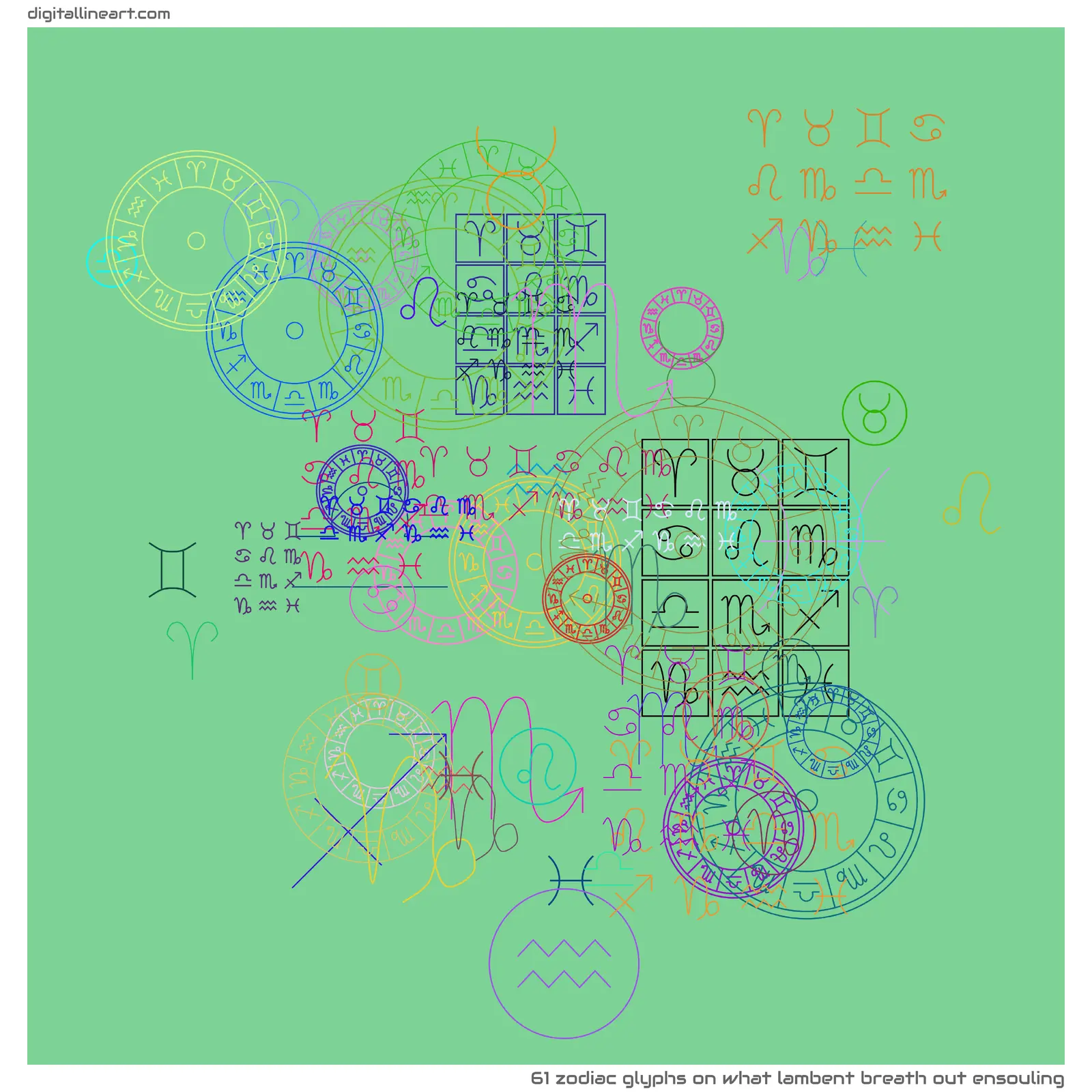 What Lambent Breath out Ensouling — 61 zodiac glyphs