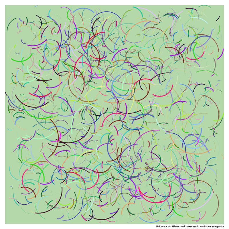 166 arcs on Bleached rose and Luminous magenta