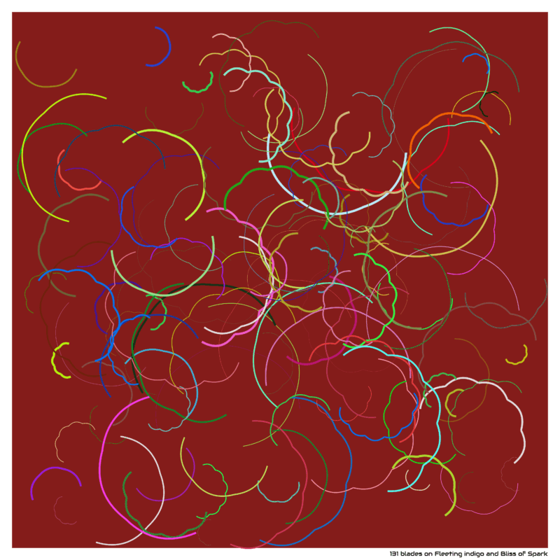 131 blades on Fleeting indigo and Bliss of Spark