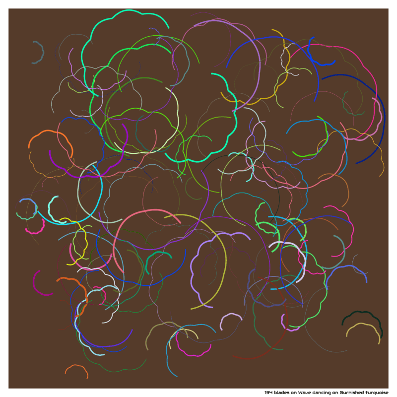 134 blades on Wave dancing on Burnished turquoise