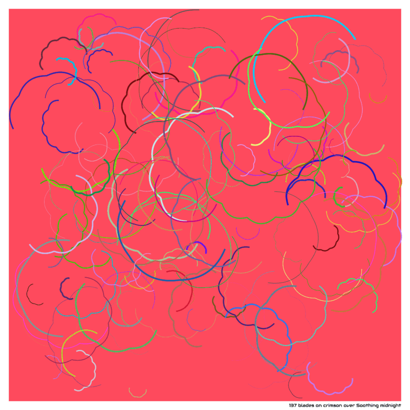 137 blades on crimson over Soothing midnight