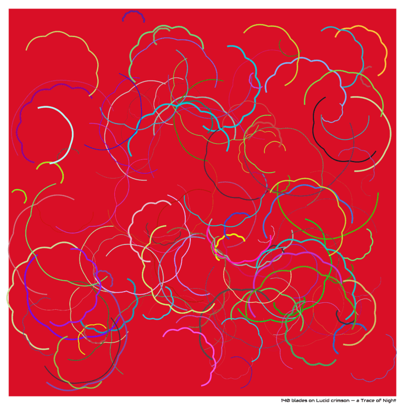 140 blades on Lucid crimson — a Trace of Night
