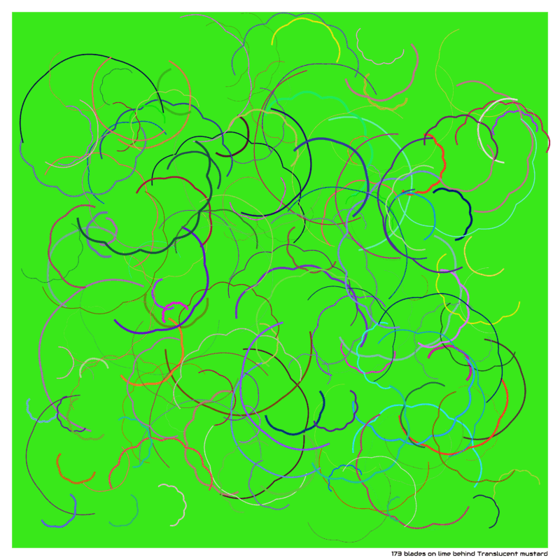 173 blades on lime behind Translucent mustard