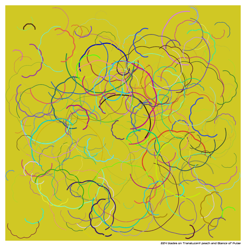 224 blades on Translucent peach and Glance of Pulse