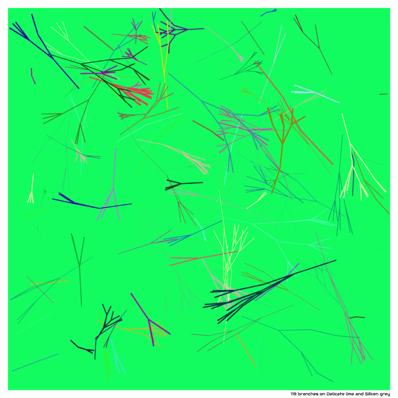 119 branches on Delicate lime and Silken grey