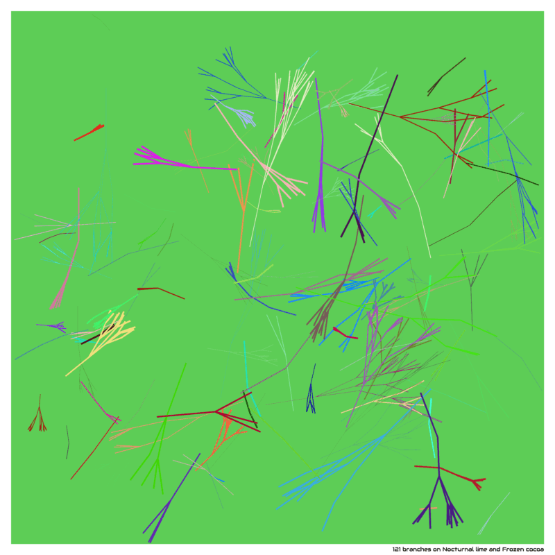121 branches on Nocturnal lime and Frozen cocoa
