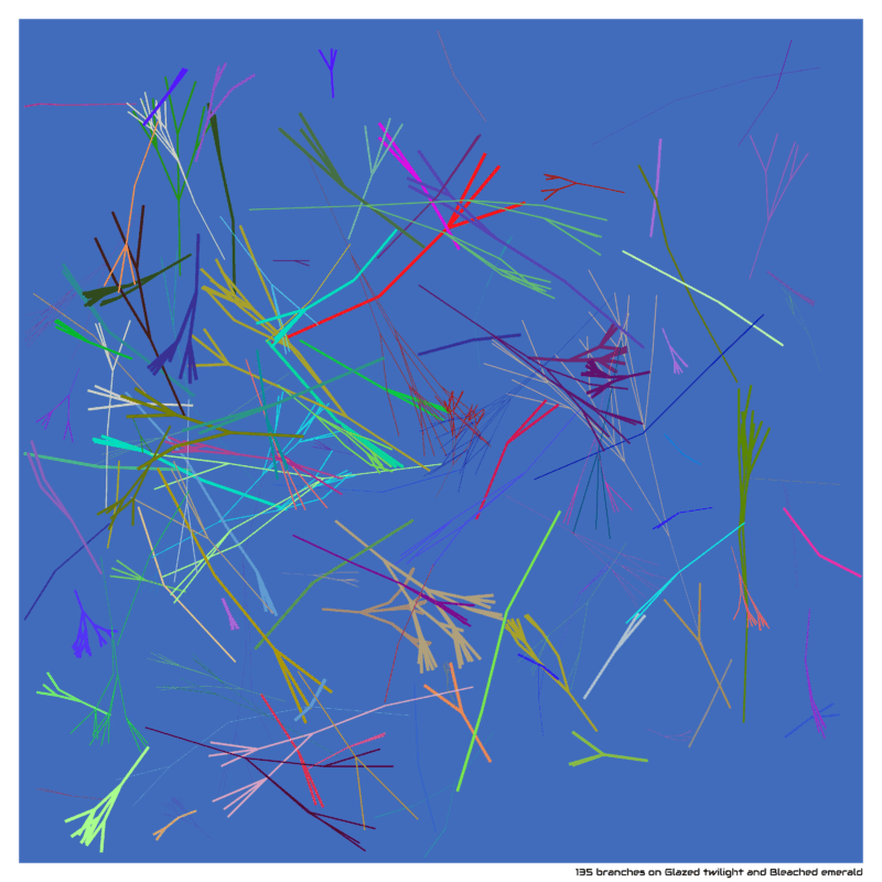 135 branches on Glazed twilight and Bleached emerald