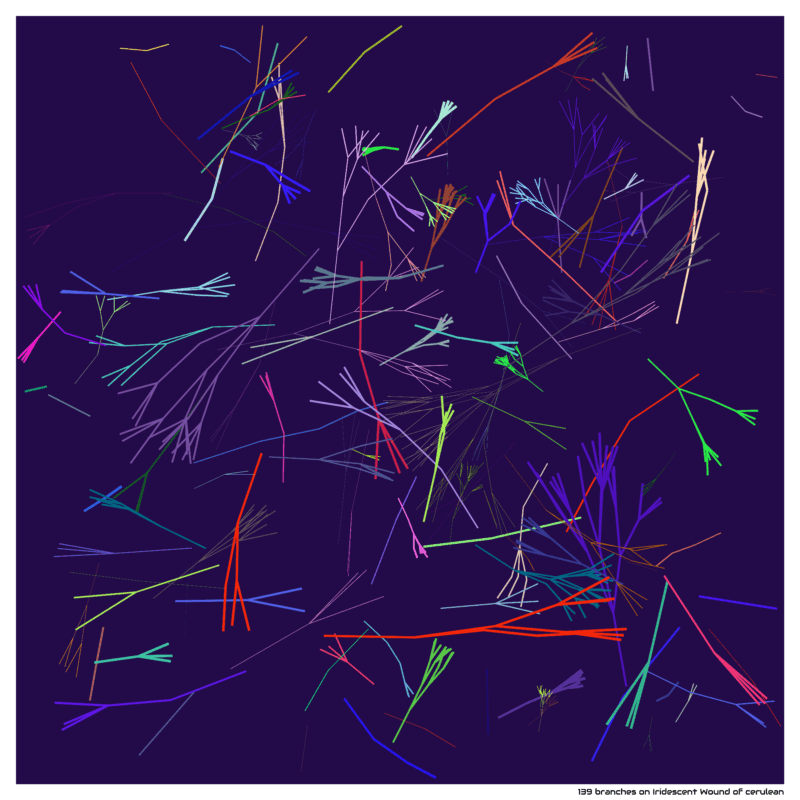 139 branches on Iridescent Wound of cerulean