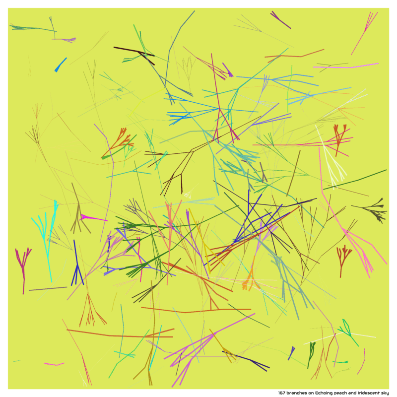 167 branches on Echoing peach and Iridescent sky