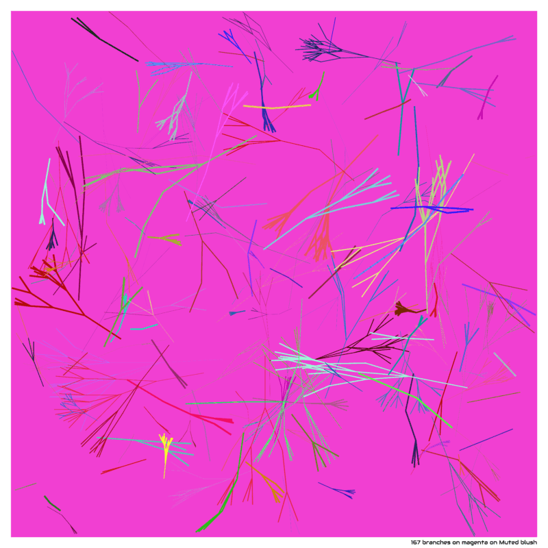 167 branches on magenta on Muted blush