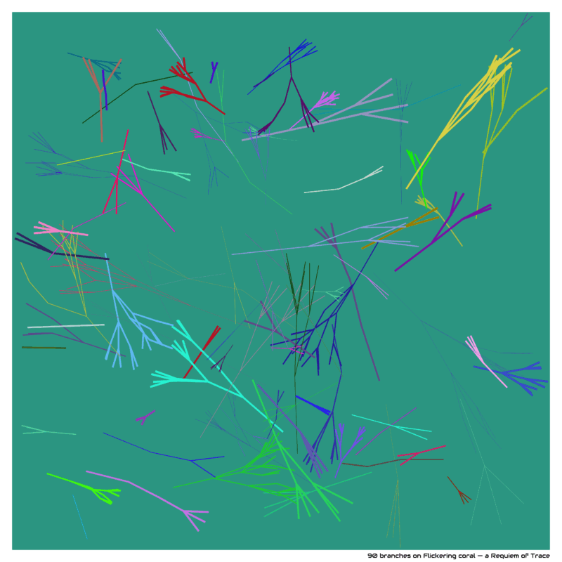 90 branches on Flickering coral — a Requiem of Trace