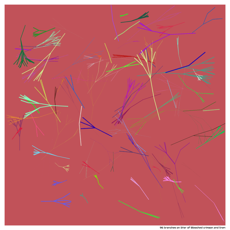96 branches on Star of Bleached crimson and linen