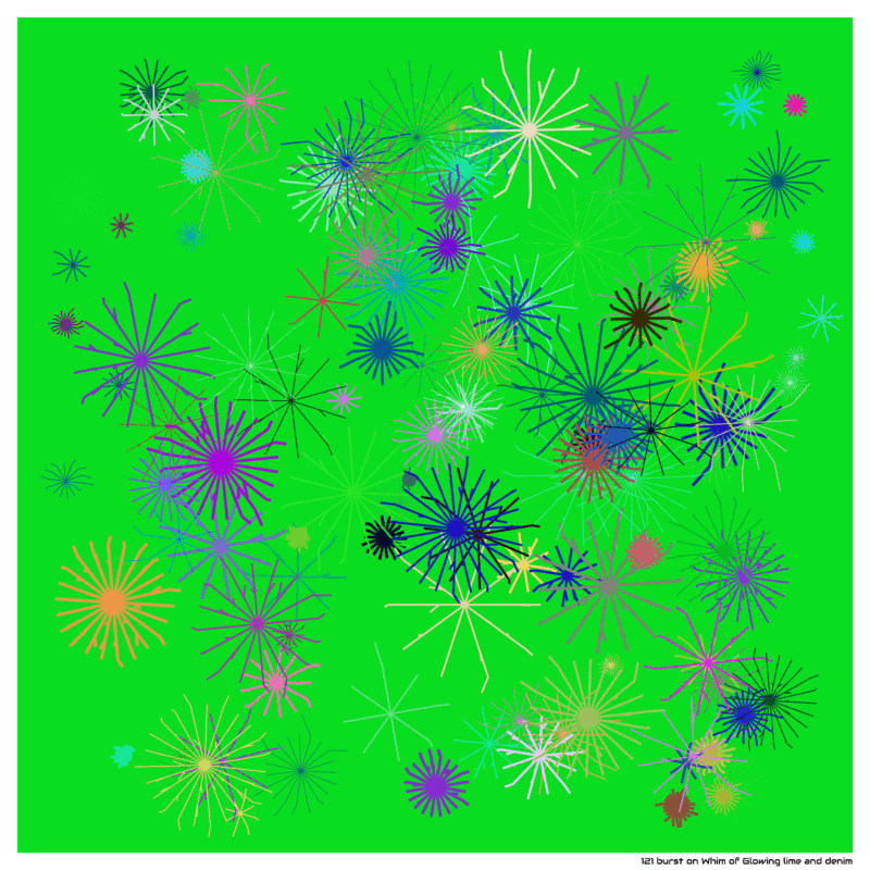 121 burst on Whim of Glowing lime and denim